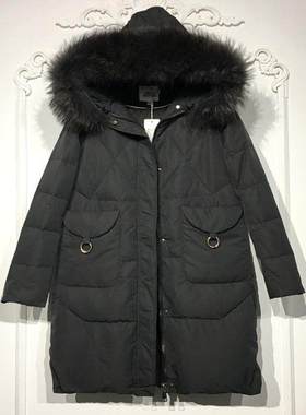 潮系列 8281S066 时尚真毛领羽绒服品牌女装折扣颦薪