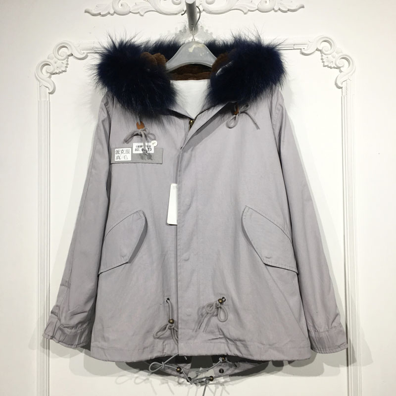 西树系列 8028S273 时尚真毛领真毛内胆派克服品牌女装折扣颦薪