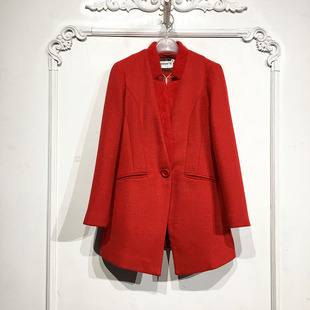 毛呢外套品牌女装 蔓系列 长款 时尚 折扣颦薪 D80478