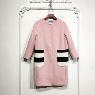 璞系列 D81149 时尚长款毛呢外套品牌女装折扣颦薪