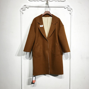 毛呢外套品牌女装 艾O系列 长款 时尚 折扣颦薪 D78813