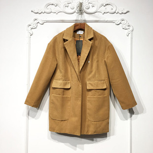 毛呢外套品牌女装 潮系列 长款 时尚 折扣颦薪 D74500