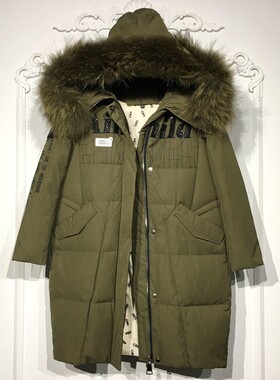 潮系列 8285S160 时尚真毛领羽绒服品牌女装折扣颦薪