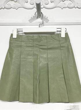 潮系列 D92091 时尚pu皮短裙品牌女装折扣颦薪