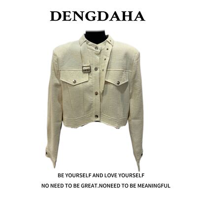 DENGDAHA工装风短外套日常通勤显瘦女装纽扣春季新款T507