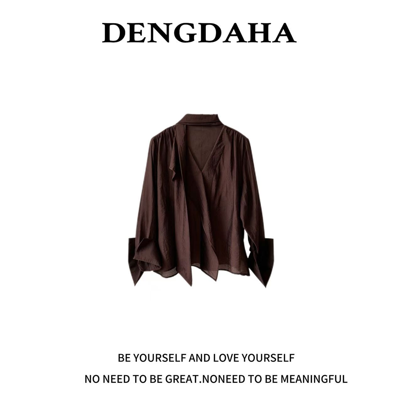 DENGDAHA{腔调拿捏} 时尚潮流小众百搭通勤衬衫T589