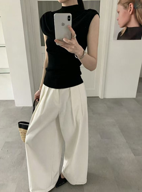 DENGDAHA「典雅衫」简约显瘦复古风针织女装无袖高级感简约风L327