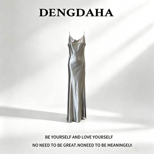 DENGDAHA吊带长裙修身夏季连衣裙女装V领设计感无袖T563