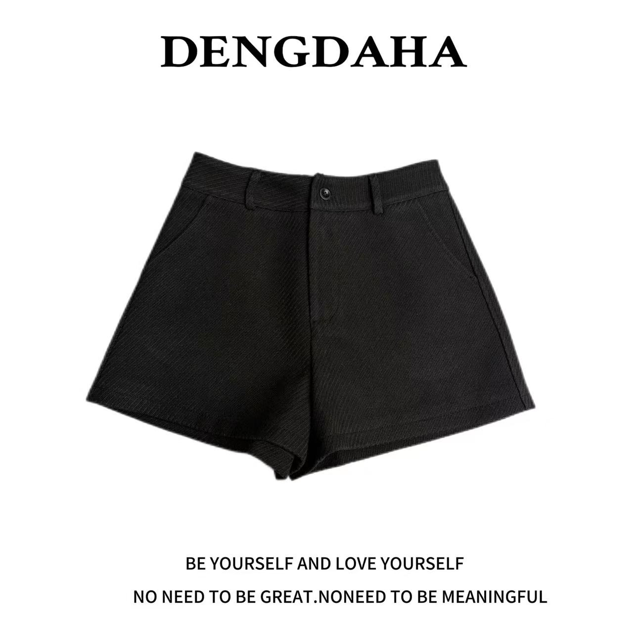 DENGDAHA{ 雪呢温暖} 气质高腰简约修身时尚百搭短裤XY001-279