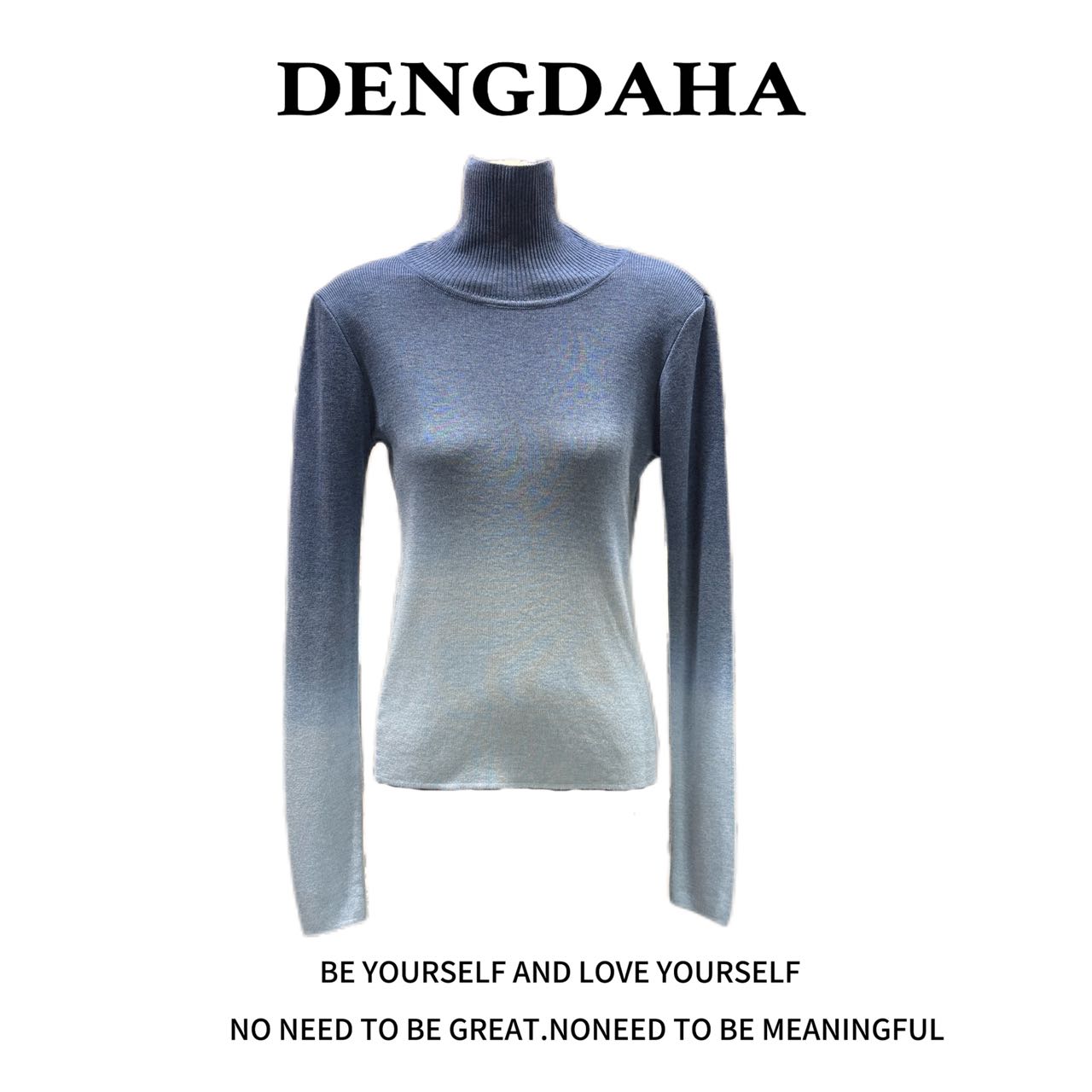 DENGDAHA 「多彩灵魂」优雅高领高级感气质修身显瘦打底衫L2118