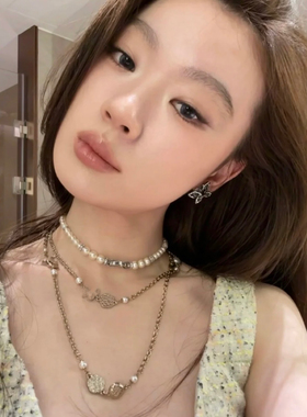 小香风双C香奶奶项链颈链choker