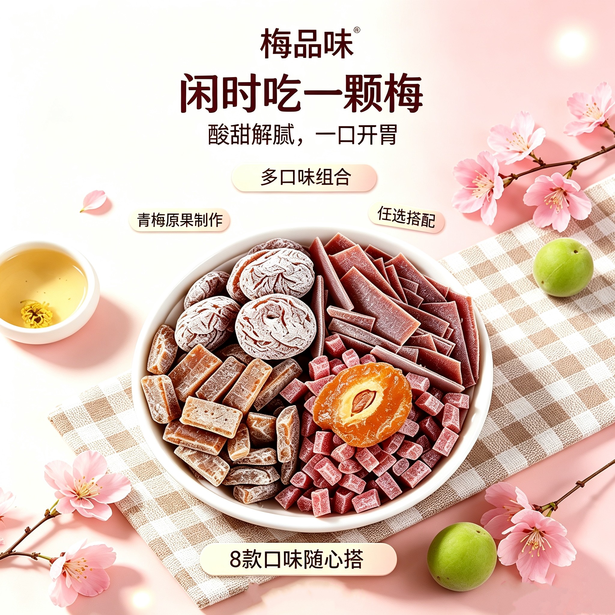 梅品味梅子休闲网红孕妇零食陈皮酸梅条梅糕梅饼青梅梅片果干蜜饯