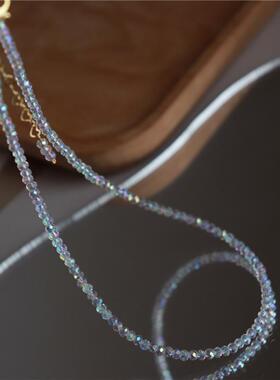 进口水晶圆珠链女超闪颈链