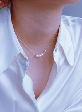 小鱼设计款简约爱心法式淡水珍珠