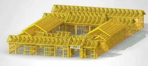 装配式中式别墅轻钢四合院自建房设计 轻钢结构设计建模材料加工