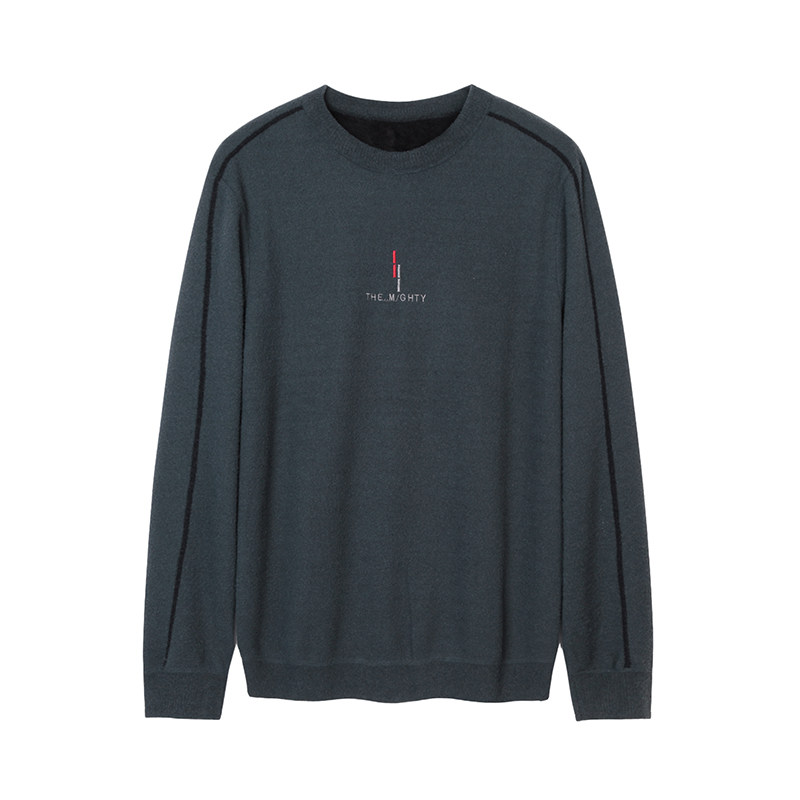 品牌剪牌男装 秋冬针织衫男士加绒加厚毛衣保暖圆领打底衫上衣