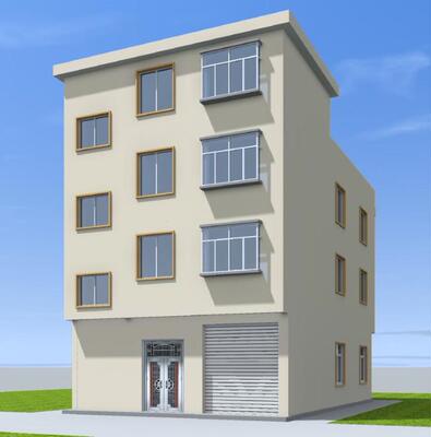 9x13.7三层半临街门面房自住出租房设计图建筑结构全套图纸效果图