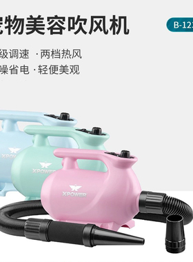 XPOWER宠物低噪音吹水机快速吹干烘干吹毛机猫狗加热吹毛风机B123