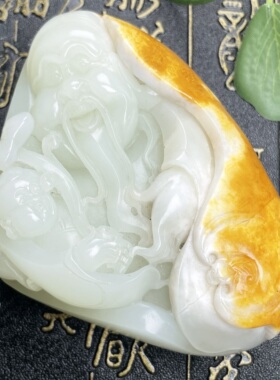 新疆和田玉独籽手把件 名家老师雕刻人财两旺 羊脂白玉过眼过灯