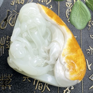 新疆和田玉独籽手把件 名家老师雕刻人财两旺 羊脂白玉过眼过灯