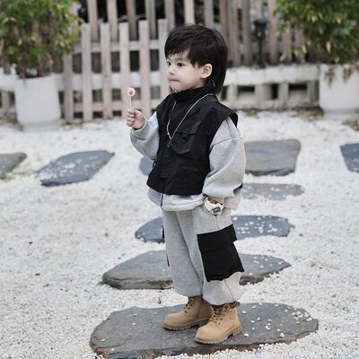 男童秋冬套装2025新款儿童帅气时髦洋气宝宝冬季加绒卫衣两件套潮
