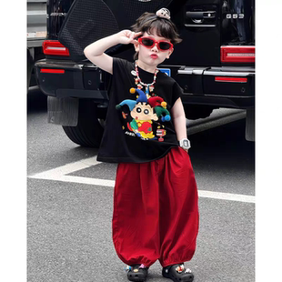 背心蜡笔小新帅气时髦宝宝夏季 儿童无袖 衣服潮 2025新款 男童夏套装