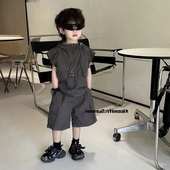 套装 宝宝短袖 2026新款 男童夏装 韩版 儿童夏季 帅气时髦短裤 两件套潮