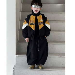 男童冬季外套2026新款韩版儿童机车棉服酷帅男宝宝帅气拼色两件套