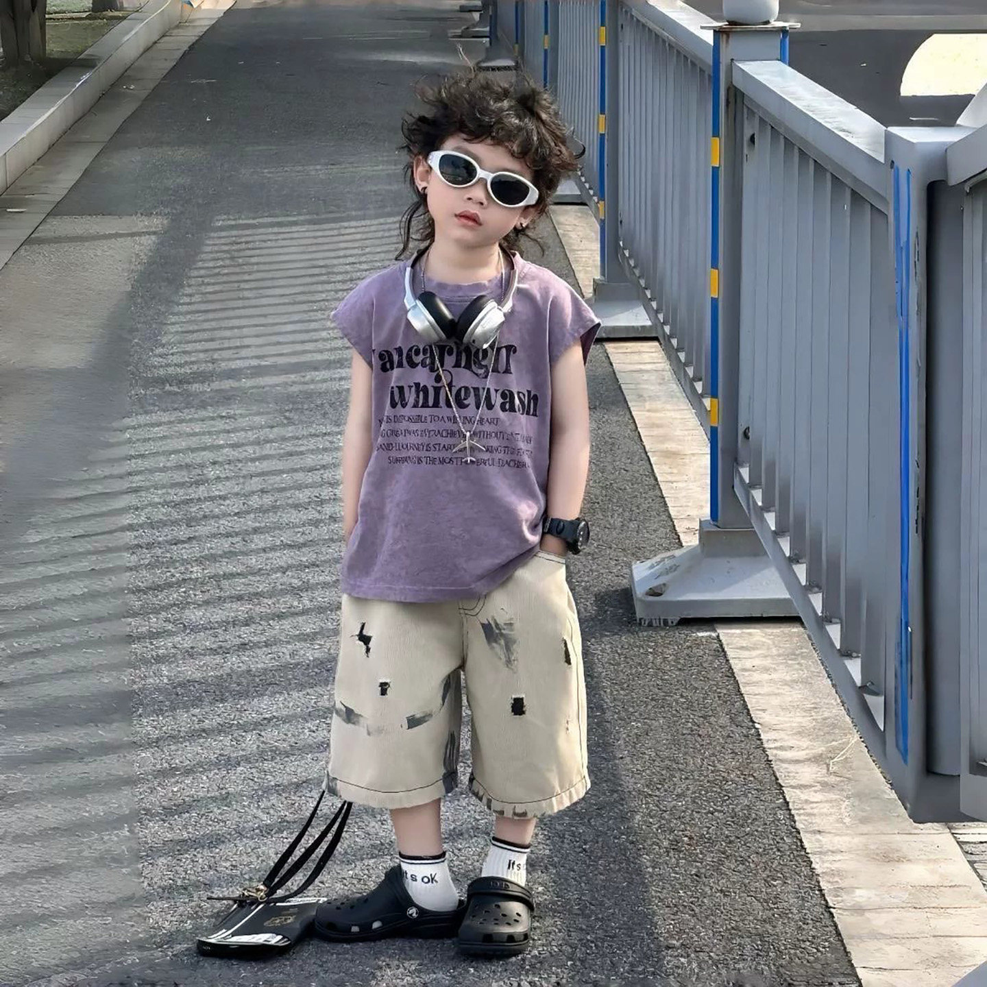 男童夏套装2026新款痞帅韩版儿童夏季无袖背心薄款宝宝牛仔短裤潮
