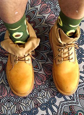 抗撕裂帆布防水皮情侣拼接固特异大黄靴ins百搭工装靴男马丁10061