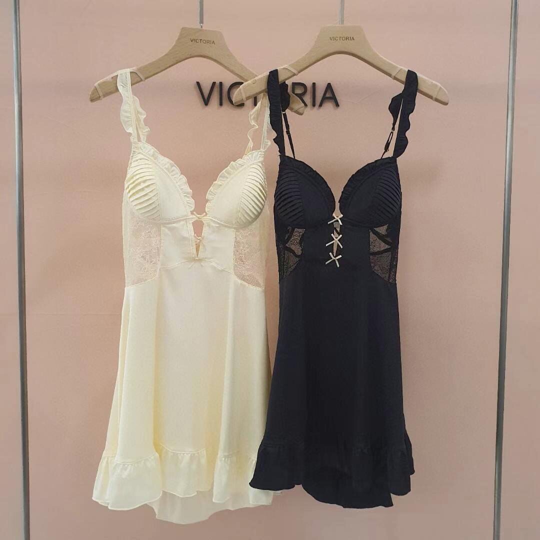 韩国VICTORIA东大门代购女夏睡衣性感情趣纯色蕾丝吊带家居短睡裙