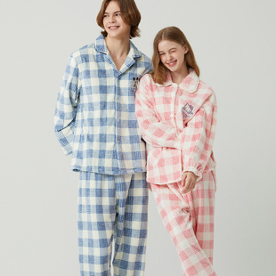 韩国东大门HelloKitty迪士尼冬季男女睡衣珊瑚绒长袖裤家居服套装