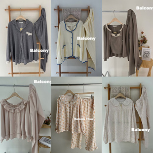 韩国balcony代购春秋睡衣纯棉甜美可爱长袖裤家居服套装可外穿女