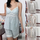 春夏季 碎花甜美长袖 裤 韩国东大门VICTORIA代购 睡衣家居服套装 女