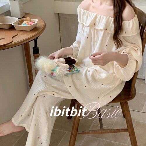 ibitbit双层棉纱布睡衣套装女