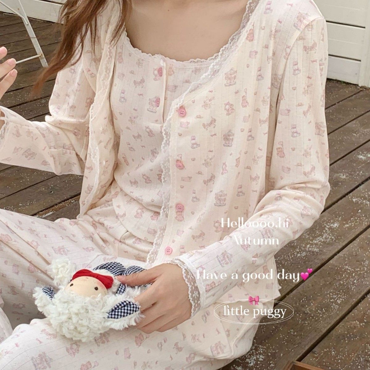 littlepuggy东大门秋女睡衣套装