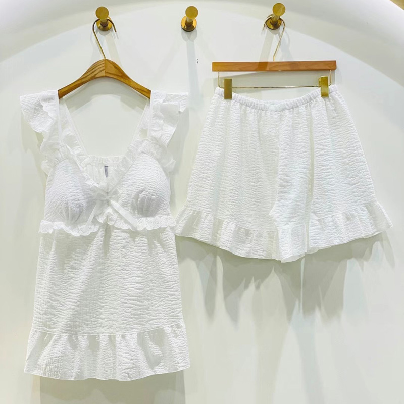 LUNALUZ韩国女白色性感睡衣套装