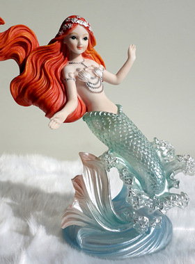 北欧美人鱼公主美女创意珊瑚海波树脂摆件家居装饰工艺品生日礼品