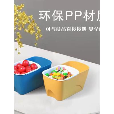 【下单立减30】懒人果盘坚果沥水果盘嗑瓜子零食盘收纳盒水果蓝3