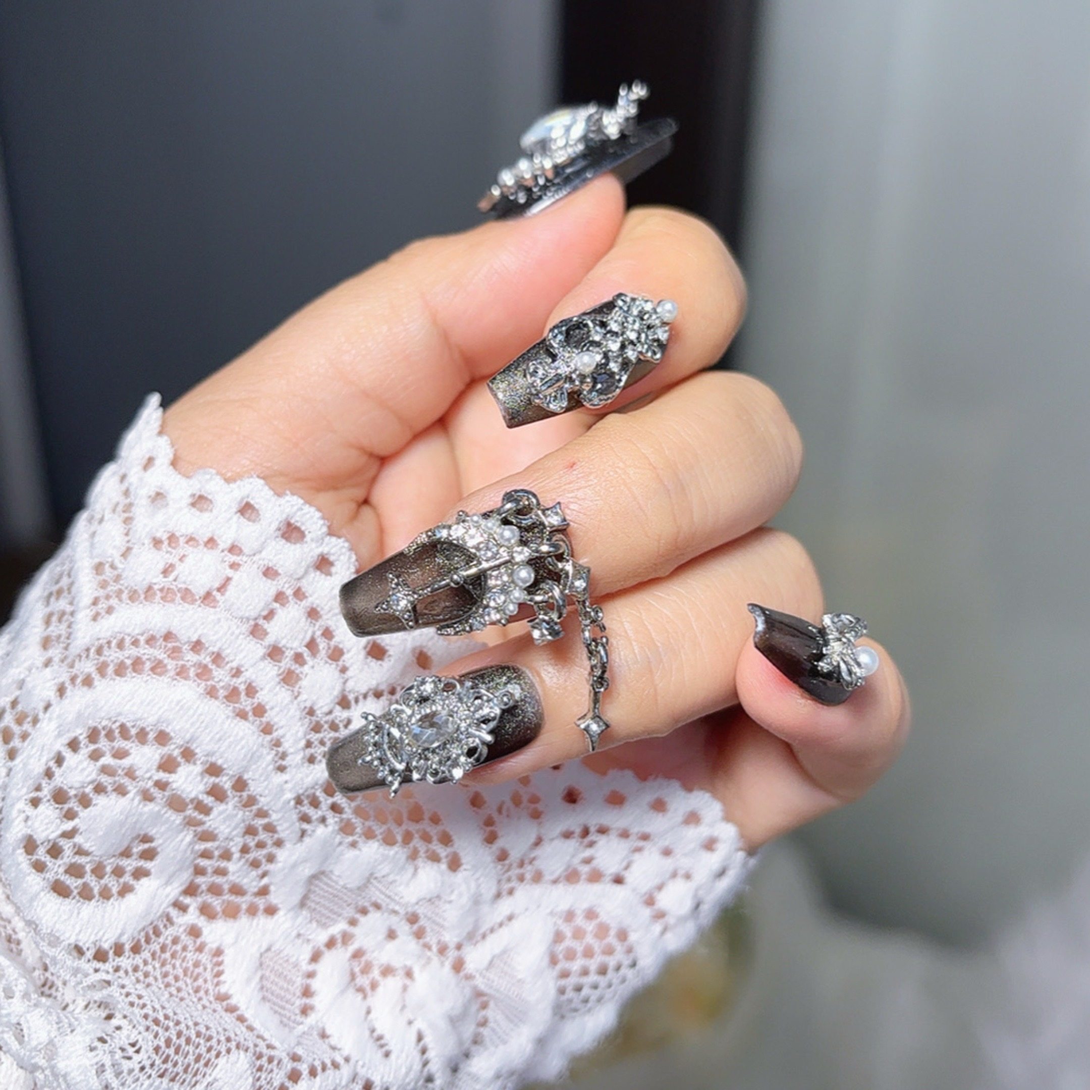 纯手工穿戴甲重工美甲贴苗疆系列全尺码指甲贴假指甲【35#涅槃】,彩妆/香水/美妆工具,穿戴甲/甲片,淘宝优惠券,粉丝福利购,淘宝优惠卷