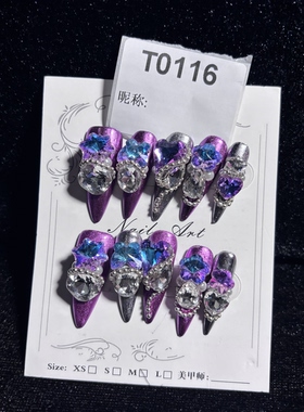 M尺码纯手工穿戴甲重工孤品美甲贴片T0116