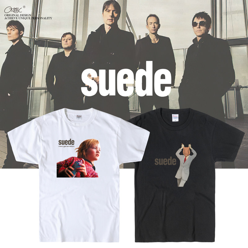 太首汇设计摇滚T恤 suede 山羊皮乐队 欧美英伦 圆领宽松BF学生潮