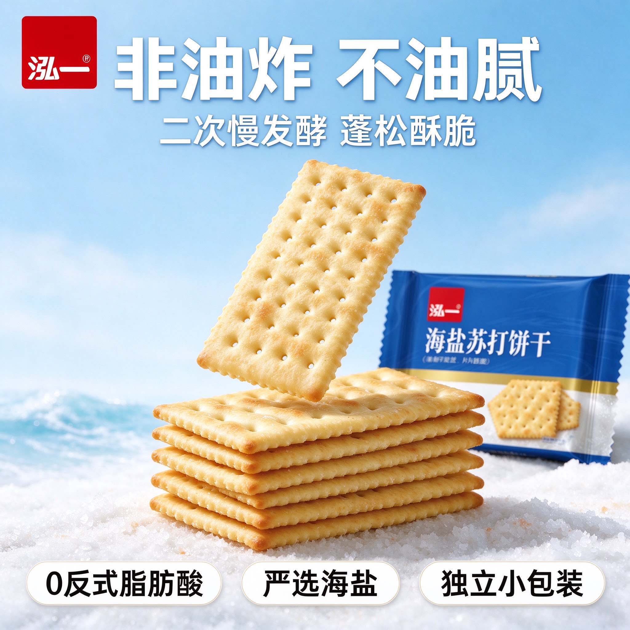 泓一海盐苏打饼干低糖碱性整箱