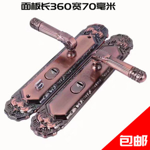 防盗门锁红古铜色大门锁面板把手双开门拉手面板进户门对开执手锁