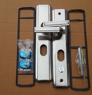 白金拉丝执手 防盗门把手 孔距235拉手铁面板 门配件 防盗门拉手