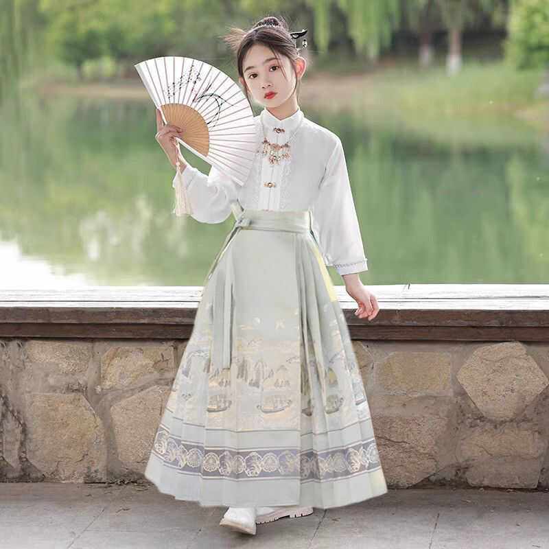 马面裙女童套装2024新款秋款儿童古装汉服中国风超仙连衣裙,童装/婴儿装/亲子装,汉服,淘宝优惠券,粉丝福利购,淘宝优惠卷