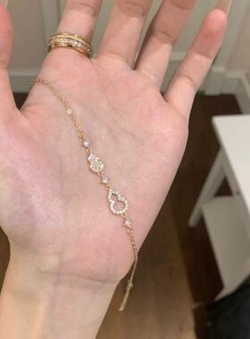 福禄葫芦手链女S精致超闪叠戴手环简约小众镶钻ins风手饰不退色