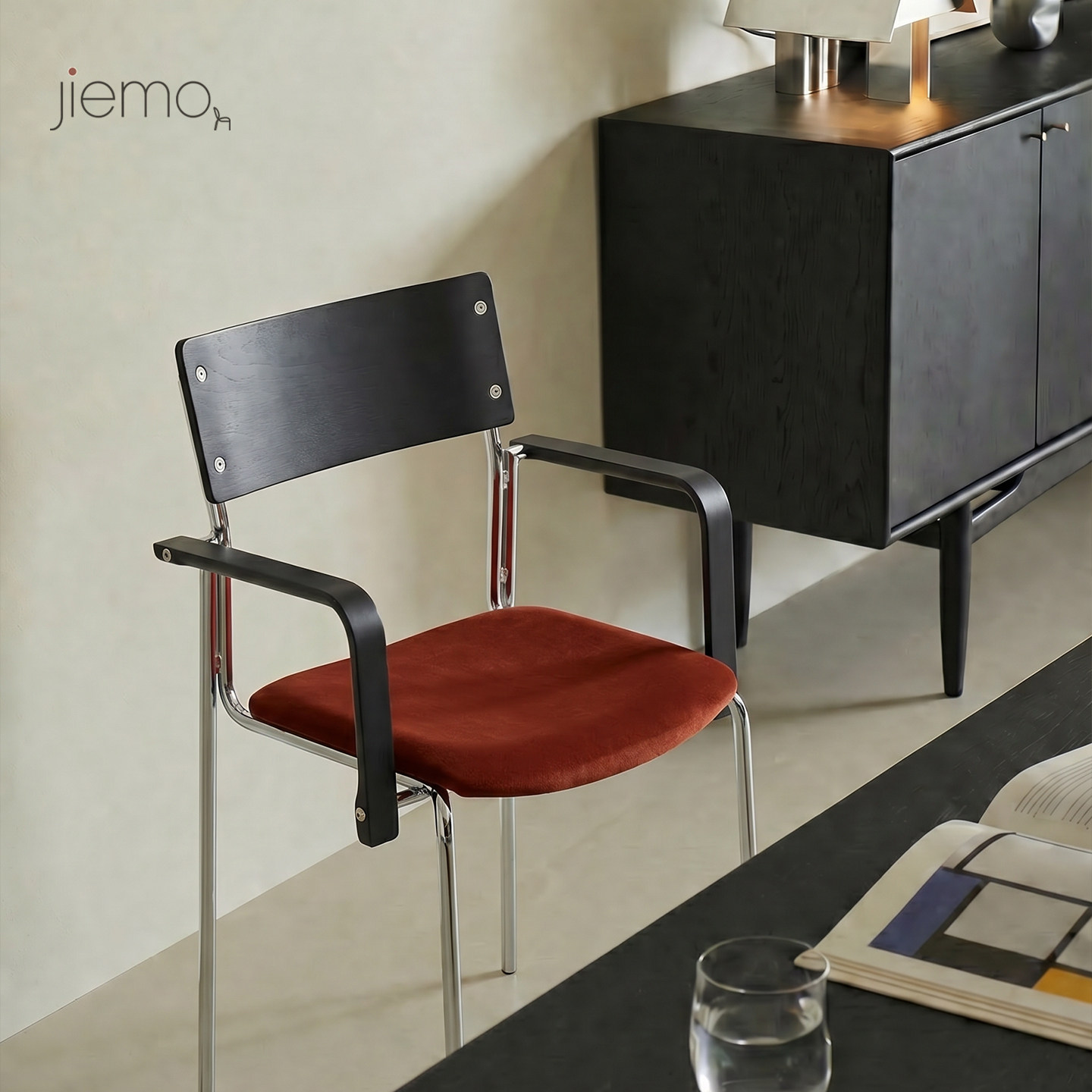 Jiemo | 折线椅 复古包豪斯餐椅中古风家用设计师北欧简约休闲椅