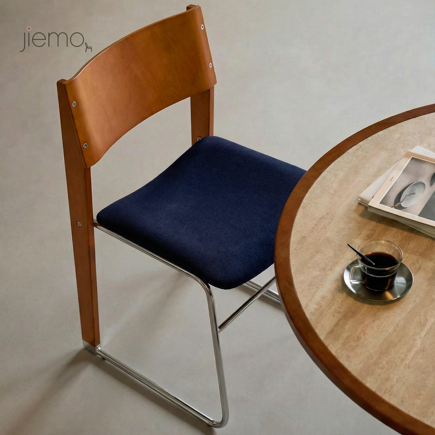 Jiemo | 矩阵椅 复古包豪斯餐椅中古风家用设计师简约实木休闲椅