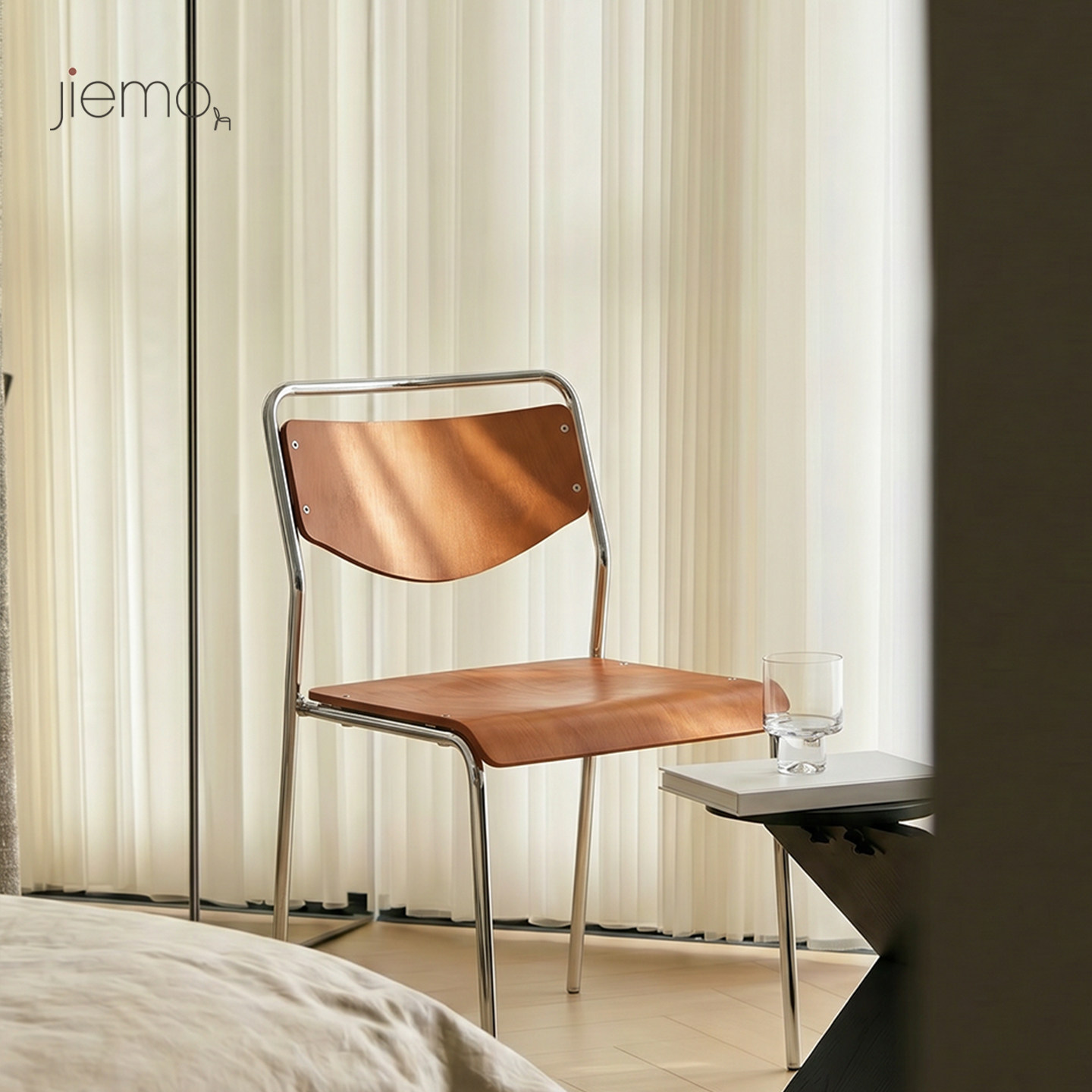 Jiemo | 微笑椅 复古包豪斯餐椅中古风简约设计师实木咖啡馆休闲